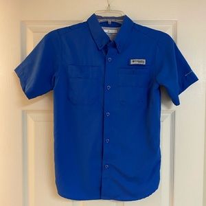 Blue Columbia short sleeve dress shirt